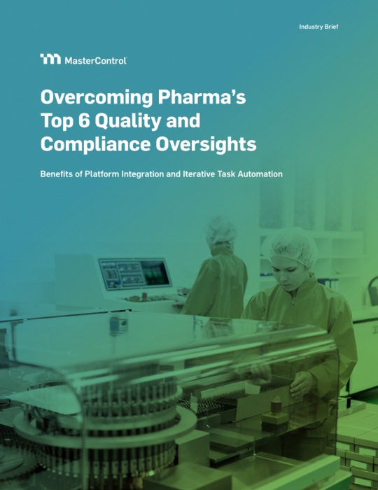 Cover Image of Overcoming Pharma’s Top 6 Quality and Compliance Oversights Document
