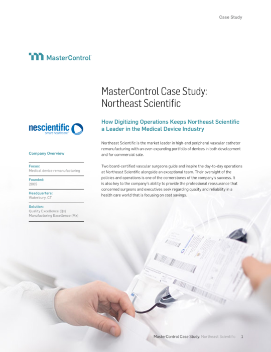 Cover Image of MasterControl Case Study: Northeast Scientific Document