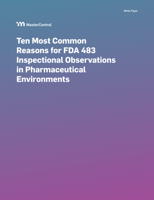 Cover Image of Ten Most Common Reasons for FDA 483 Inspectional Observations in Pharmaceutical Environments Document