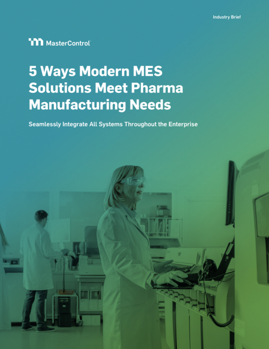 Cover Image of 5 Ways MES Solutions Meet Pharma Manufacturing Needs Document