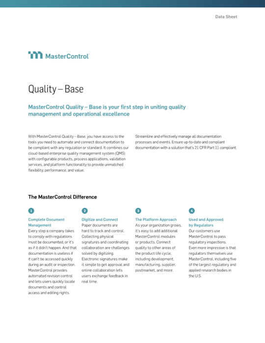 Cover Image of MasterControl Quality – Base Document