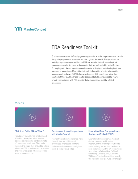 Cover Image of 11 Free Resources to Boost Your FDA Readiness Document