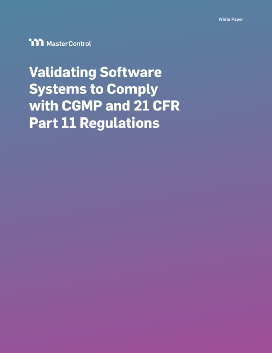 Cover Image of Validating Software Systems to Comply with CGMP and 21 CFR Part 11 Regulations Document