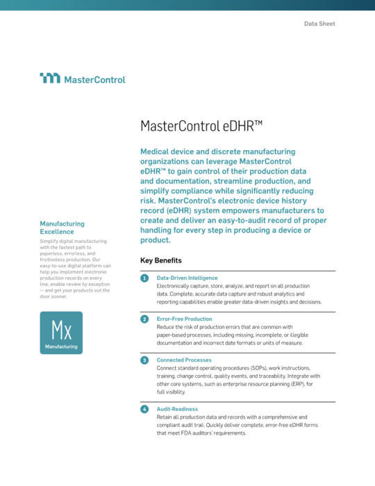 Cover Image of MasterControl eDHR Document