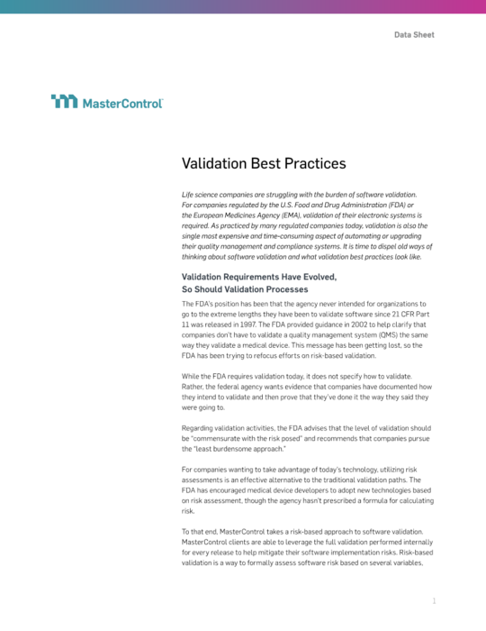 Cover Image of The Evolution of Validation Best Practices Document