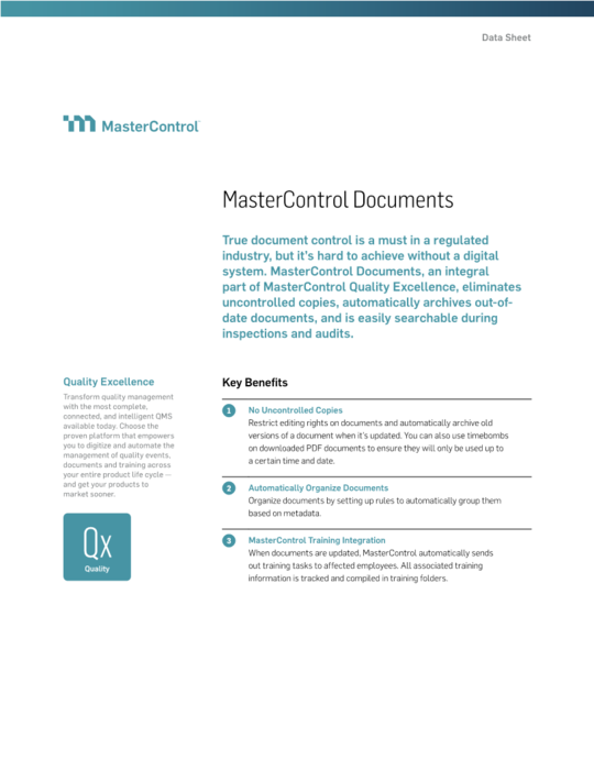 Cover Image of MasterControl Documents Document
