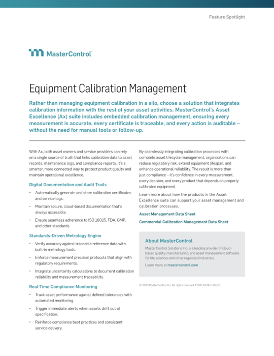 Cover Image of Equipment Calibration Management Document
