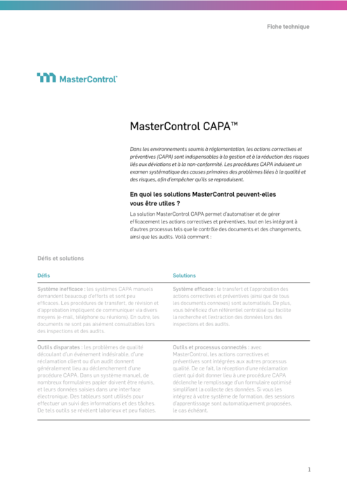Cover Image of MasterControl CAPA Document