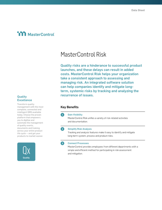 Cover Image of MasterControl Risk Document