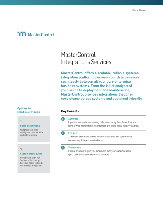 Cover Image of MasterControl Integration Services  Document