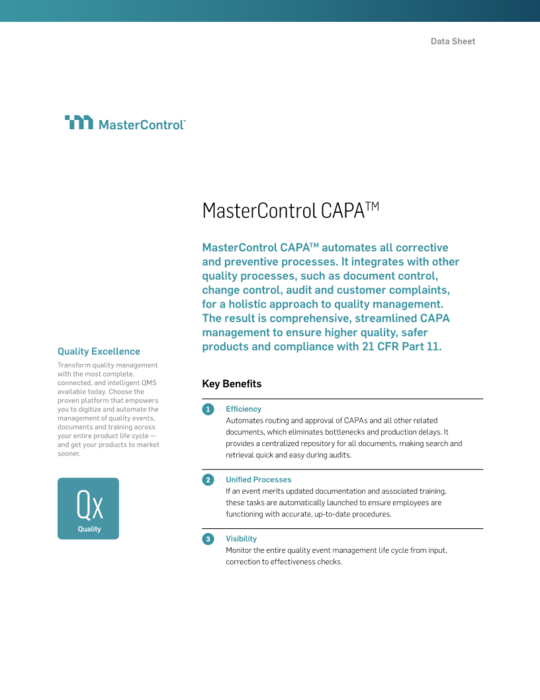 Cover Image of MasterControl CAPA Document