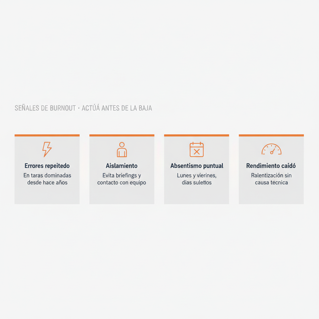 Señales de burnout en planta — actúa antes de la baja
