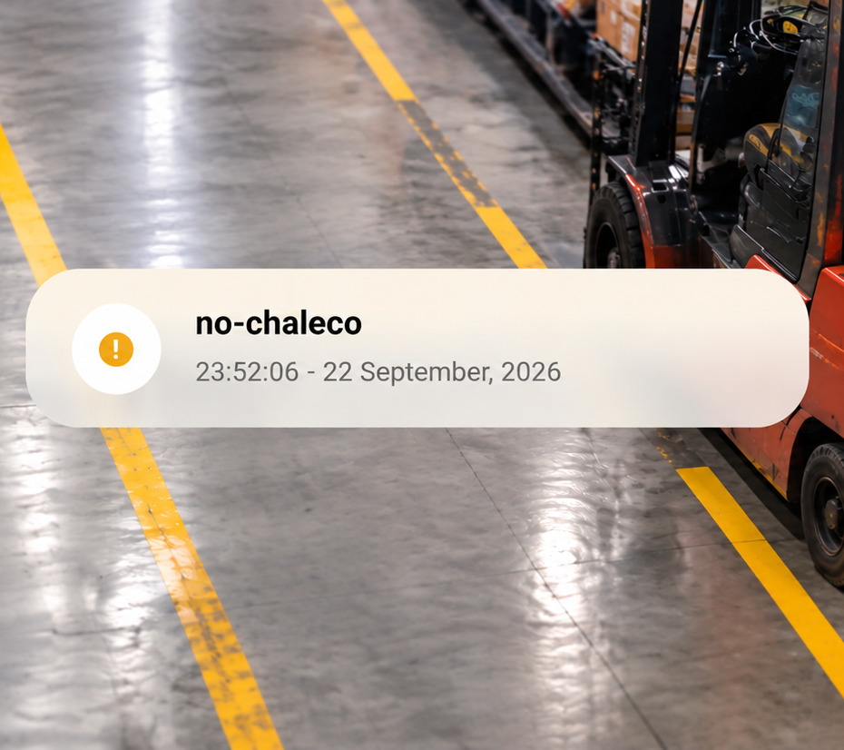 Notificación de alerta por falta de chaleco epi