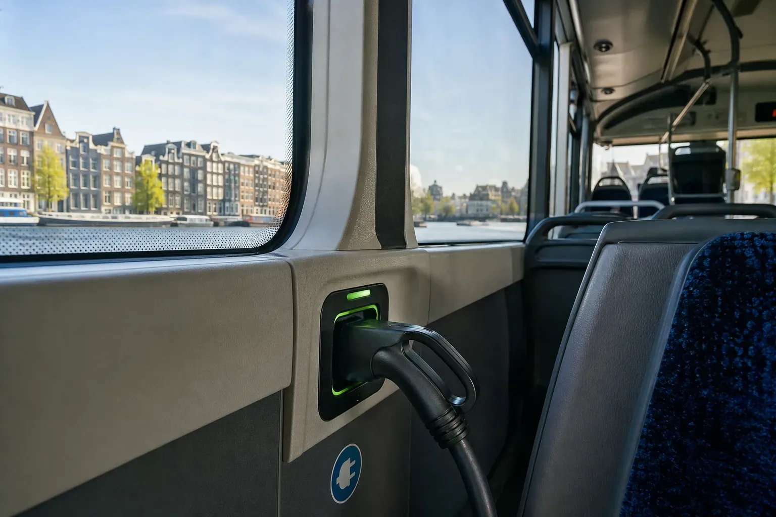 electric bus charging cable interior cabin Amsterdam
