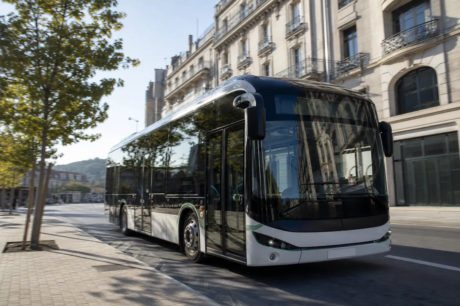 european electric bus city street