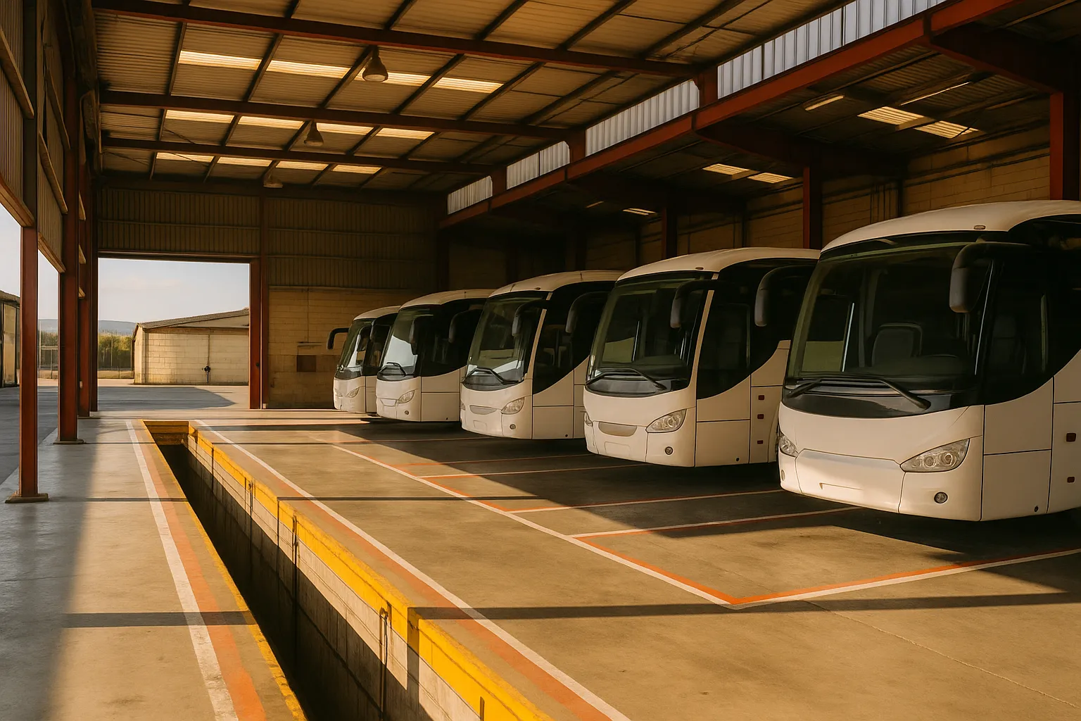 used coach depot interior Spain maintenance inspection
