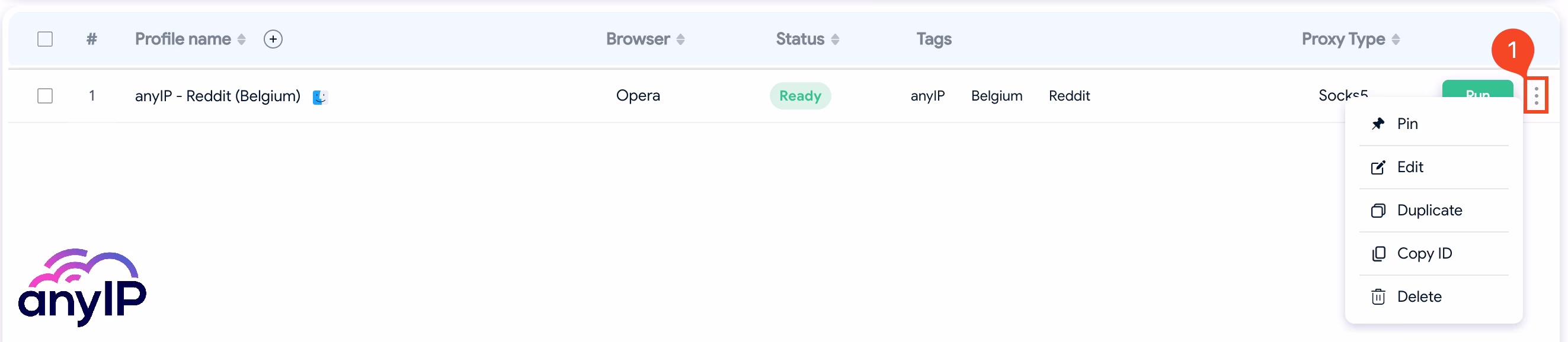 Access the options menu by clicking on the triple dot button