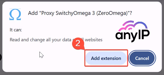 Click on add extension for the Proxy SwitchyOmega (ZeroOmega) to the chrome browser
