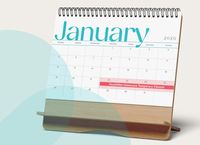 Desk calendar for January 2026 on a stand, highlighting "HealthNet Homecare Temporary Closure" on January 19.
