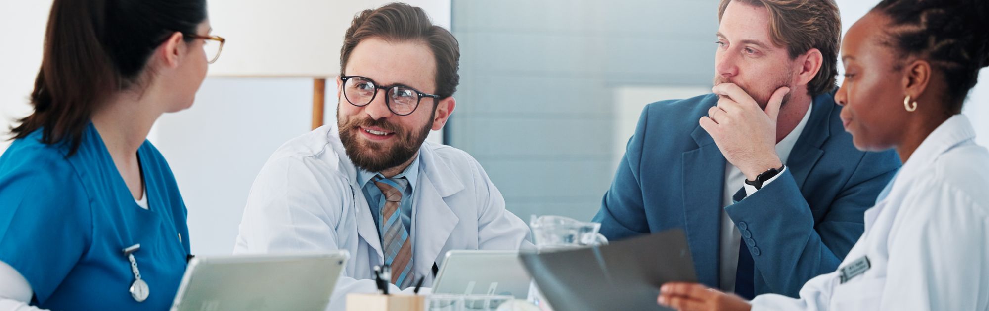 Professional medical team collaborating