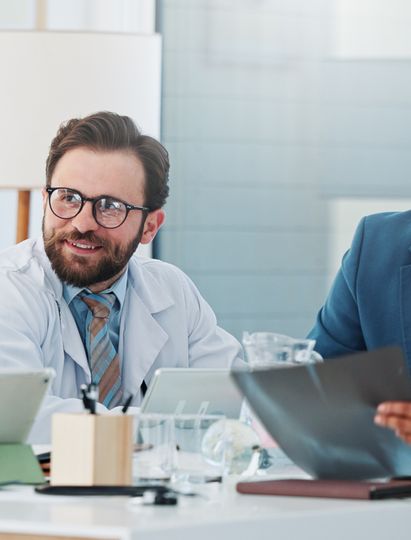 Professional medical team collaborating