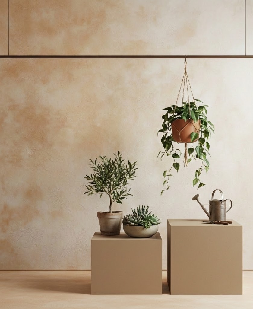 Pflanzen in einer minimalistischen Umgebung.