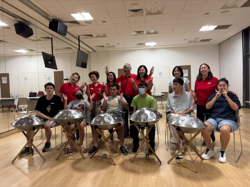 Handpan session with young people at the Sky Garden Project