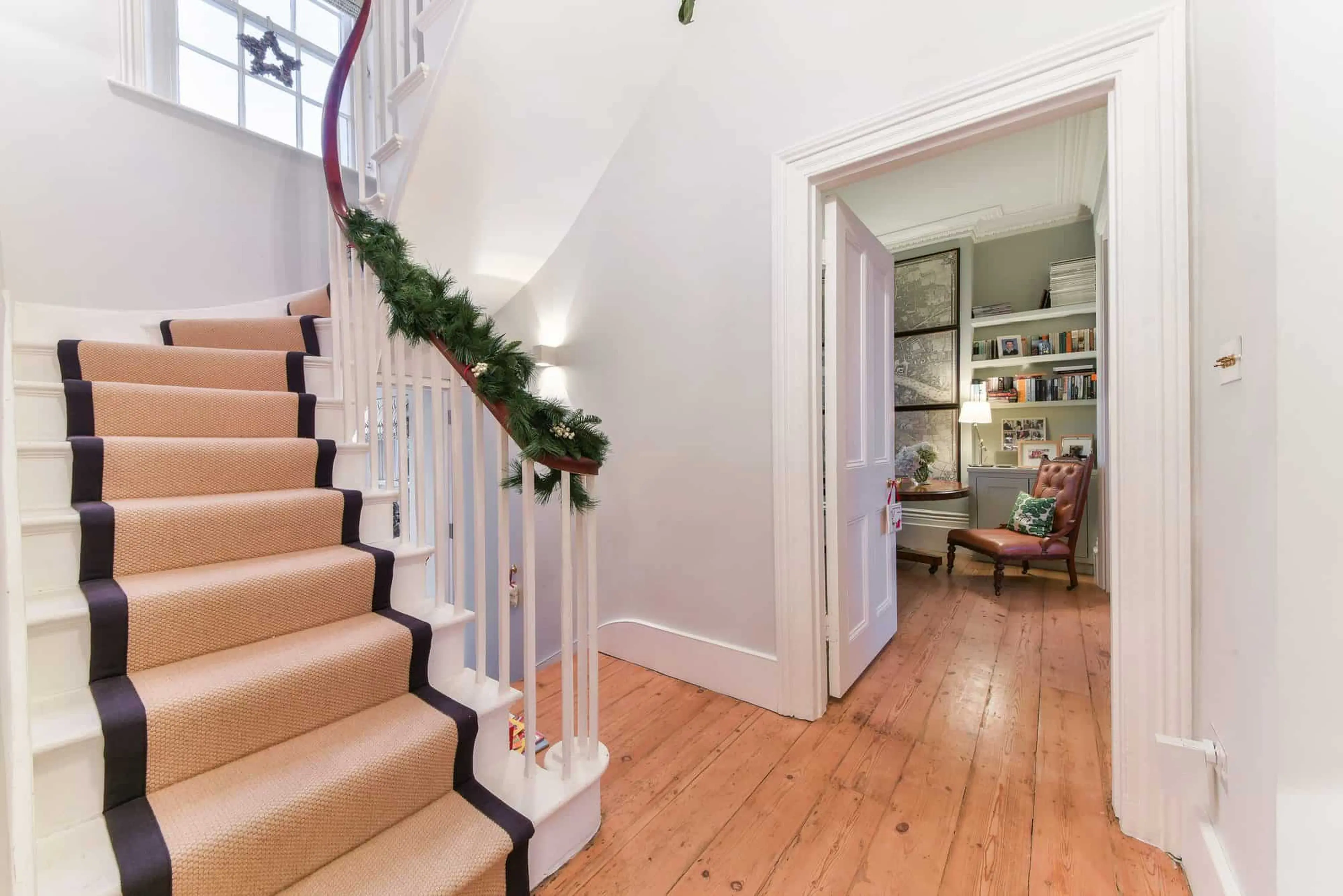 Entrance hall and staircase with the study beyond