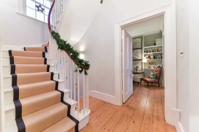 Entrance hall and staircase with the study beyond
