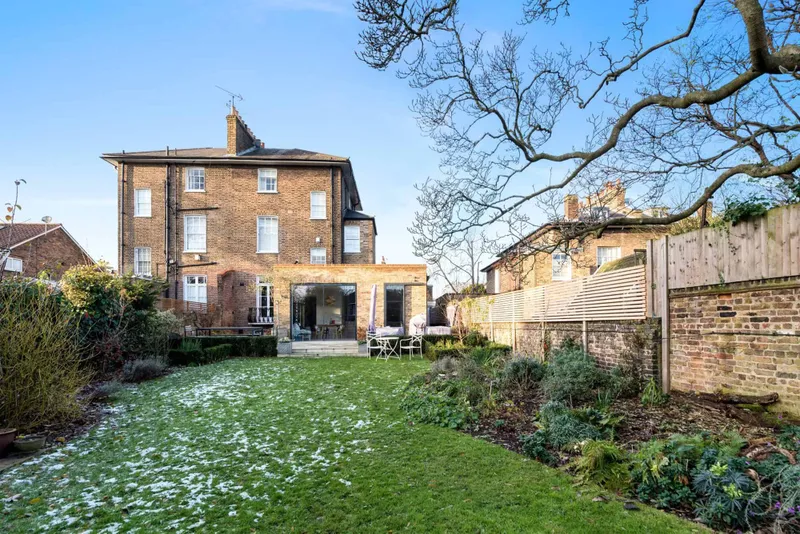 Rear elevation and garden seen from the far end of the plot