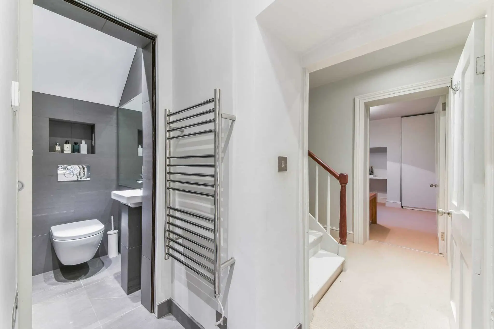 En-suite shower room looking through to the landing