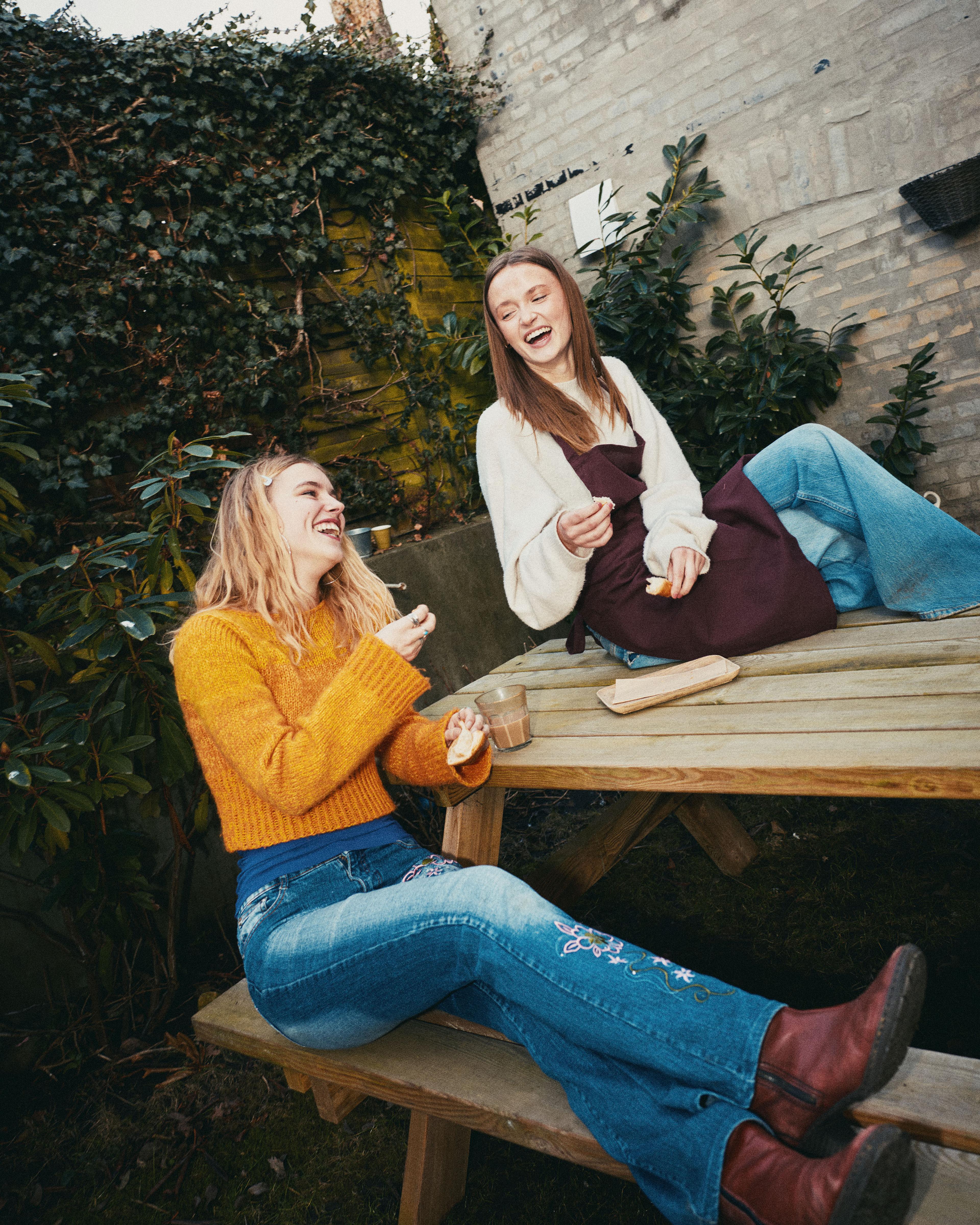 Girls on bench