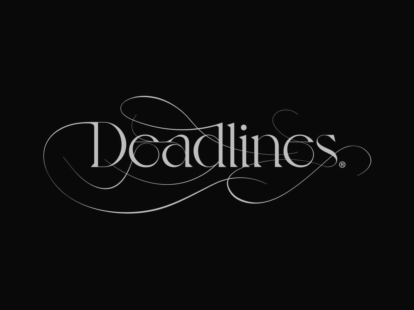 High-contrast editorial typographic asset featuring complex, fine-line script swashes surrounding a clean serif wordmark.