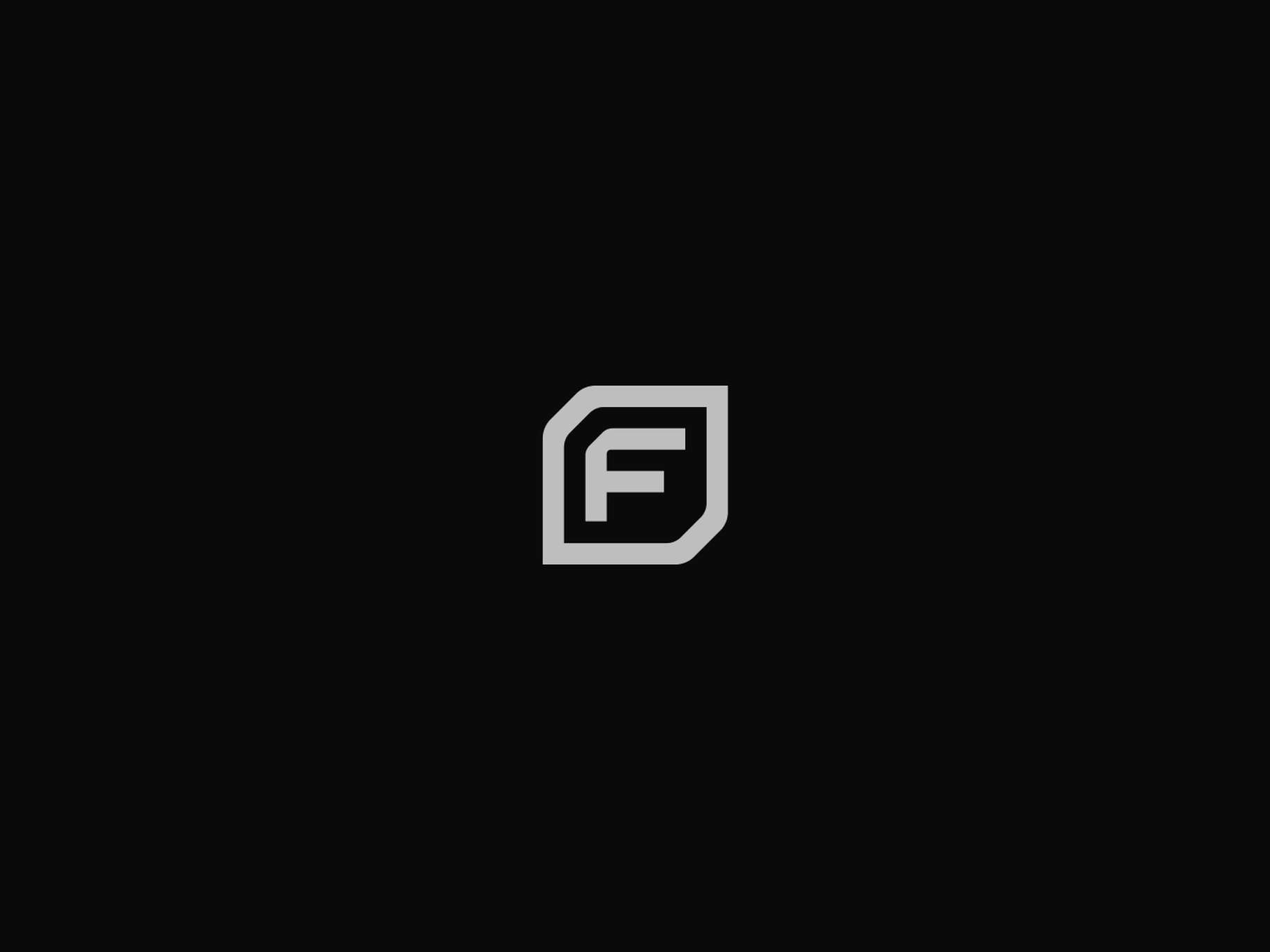 High-contrast sub-mark or app icon variation featuring a clean, tech-inspired monogram "F" enclosed in a custom asymmetrical polygon badge.