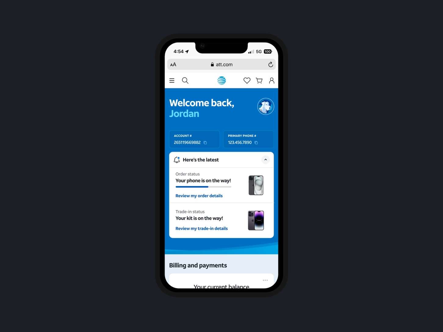 A complete mobile dashboard screen mockup displaying account metadata, delivery status logs, and active transaction summaries.