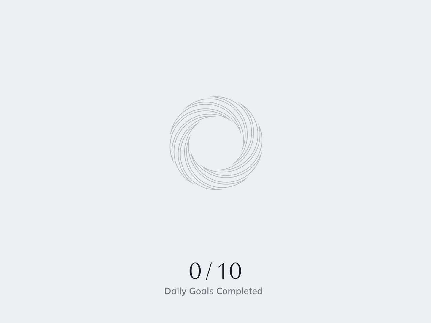 A minimalist data visualization widget layout indicating a zero-progress baseline state for daily tracked objectives.