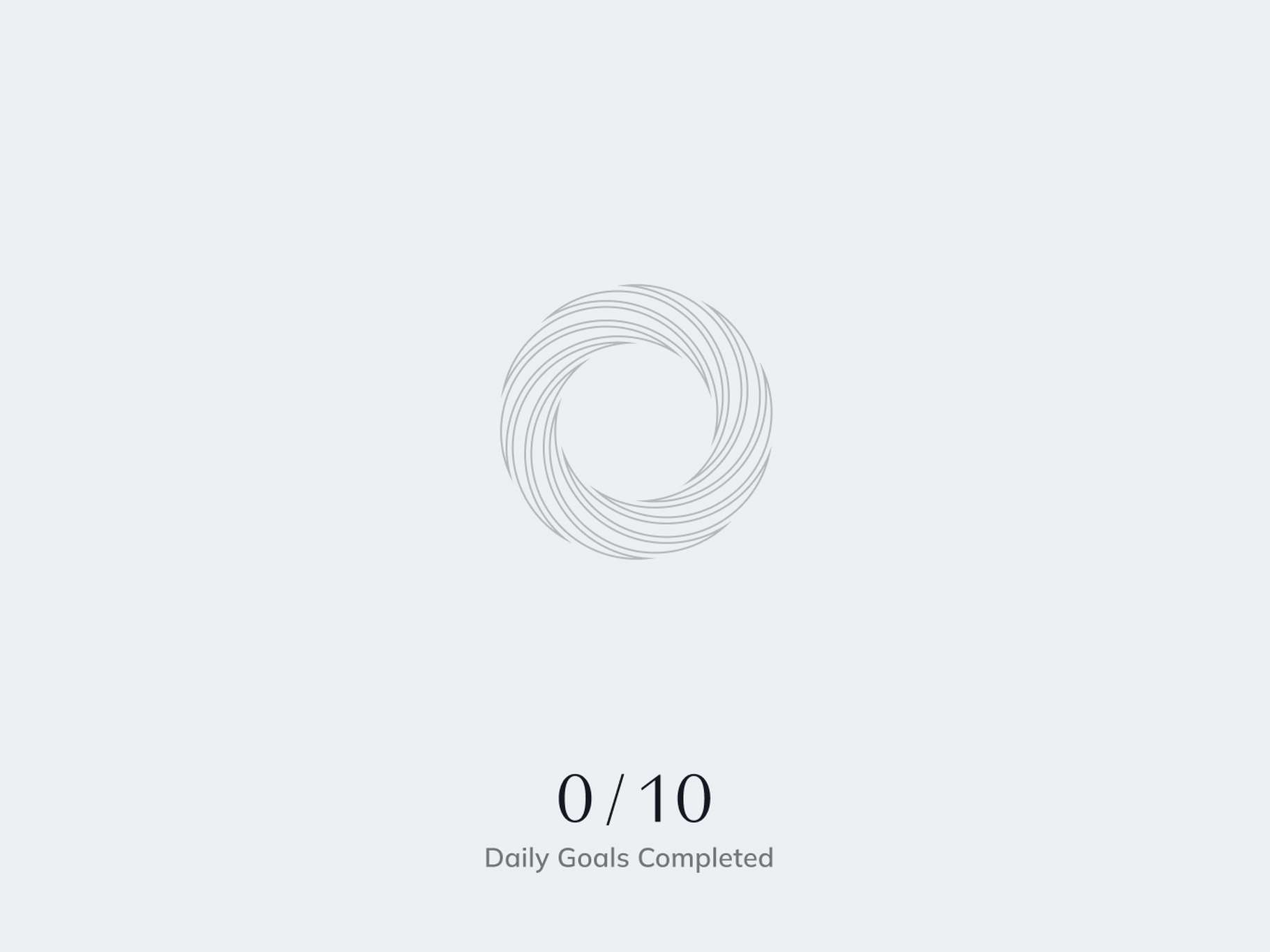 A minimalist data visualization widget layout indicating a zero-progress baseline state for daily tracked objectives.