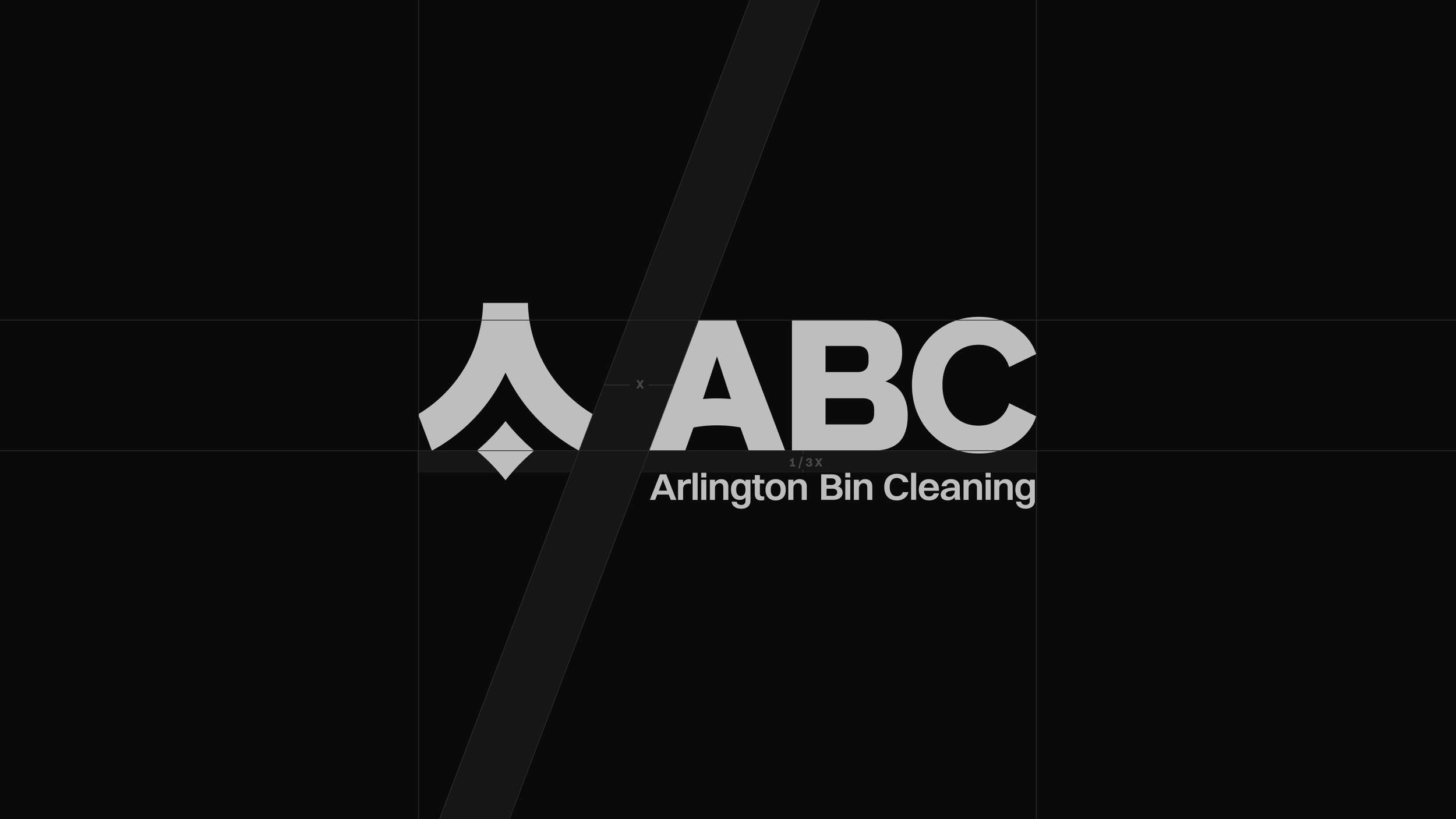 Geometric logo construction diagram detailing the alignment angles, typography spacing margins, and grid ratios for a corporate brand system.