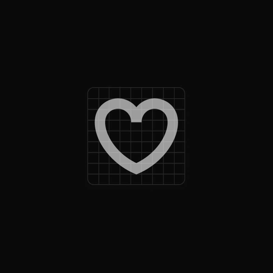 Vector design system icon asset showing a geometric heart shape mapped over a technical wireframe grid layout.
