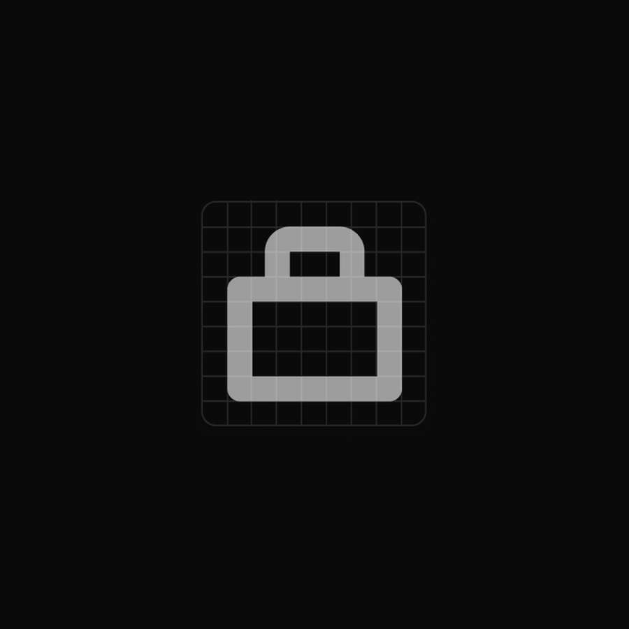 Vector icon asset for an e-commerce or retail section, presented on a technical pixel-grid overlay for a design system portfolio.
