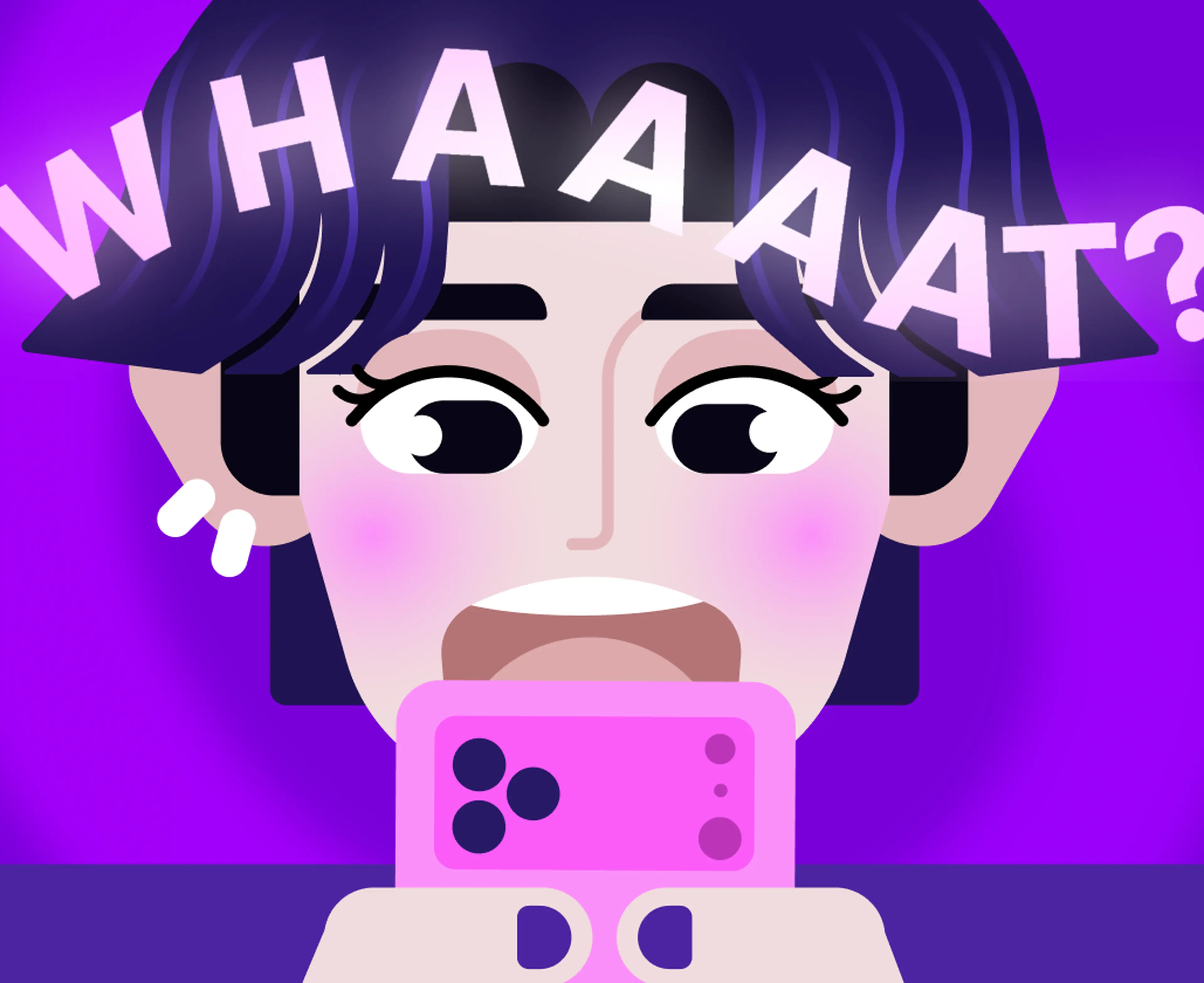 A korean guy with earings looks at the phone