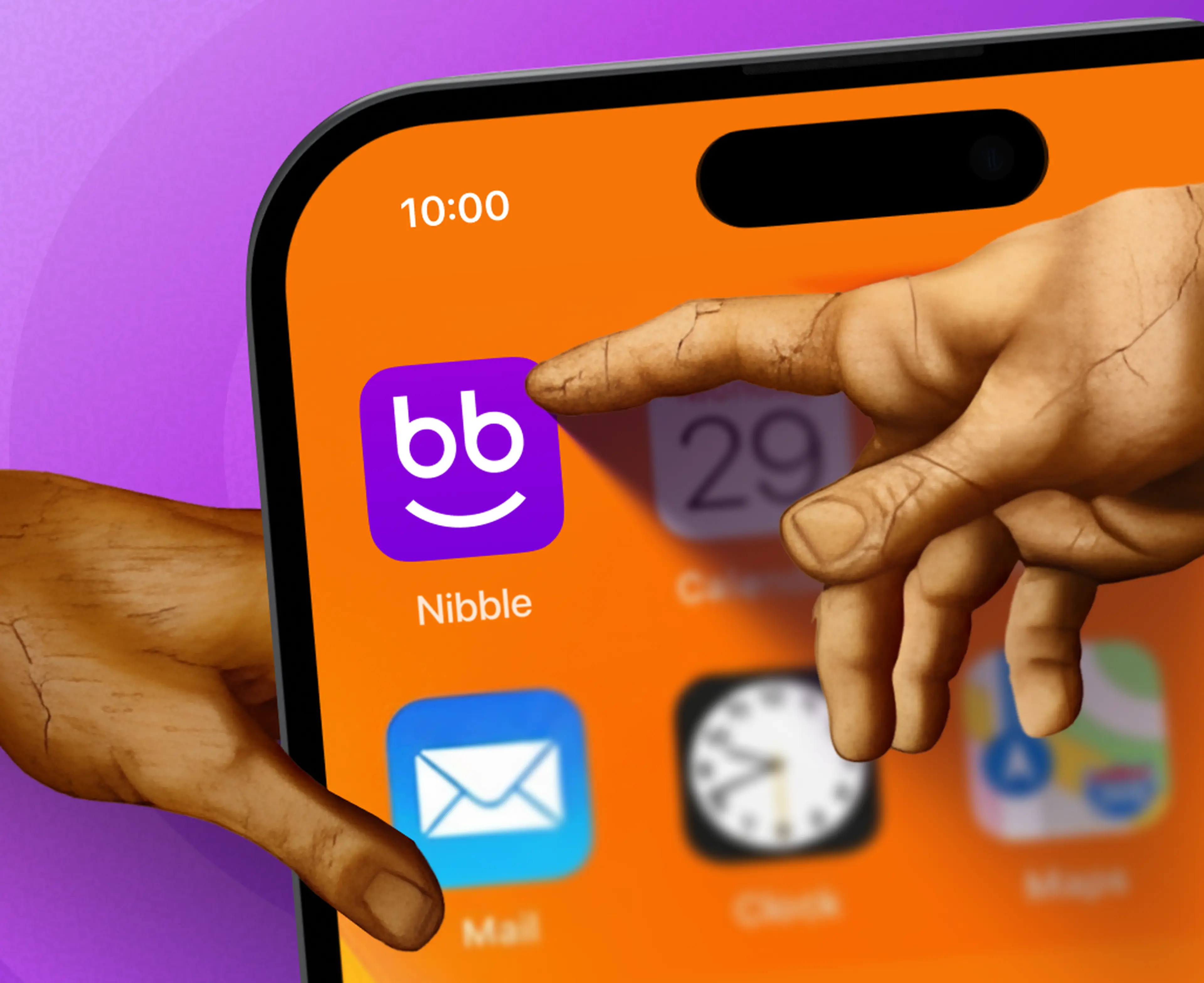 Nibble app on the main screen of iphone