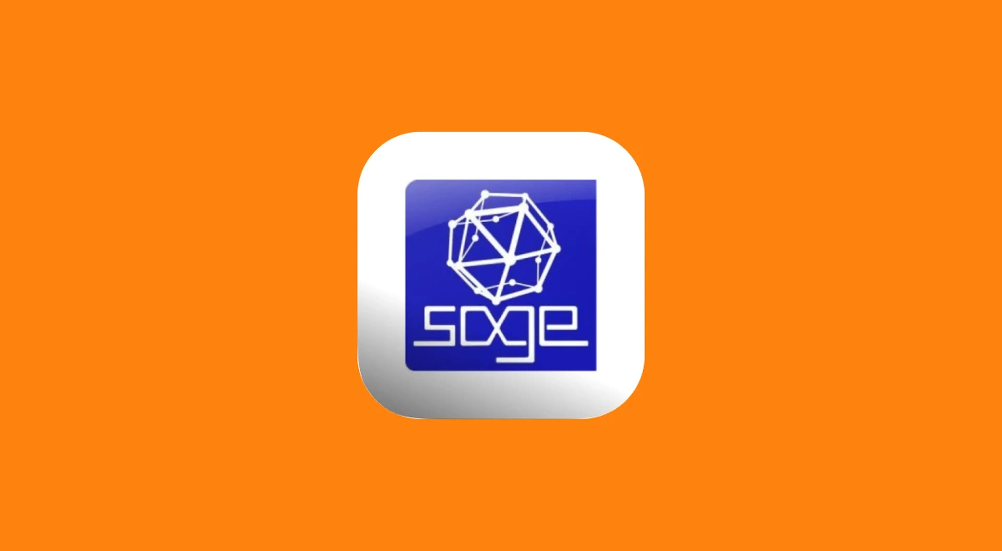 SageMath app icon with a blue geometric polyhedron logo on an orange background