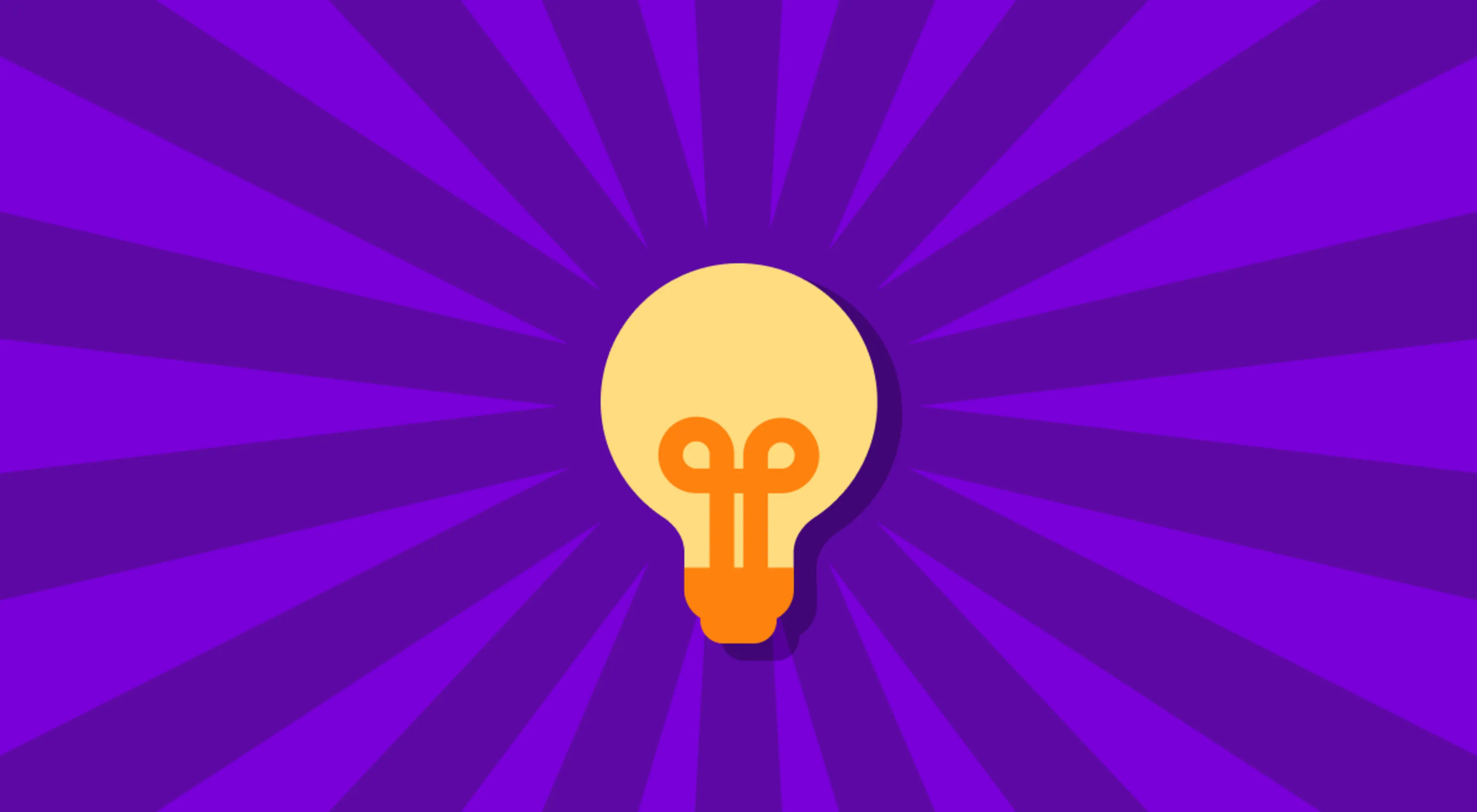 Illustration d'une ampoule jaune et orange symbolisant une idée sur un fond violet à rayons, évoquant comment acquérir des connaissances générales
