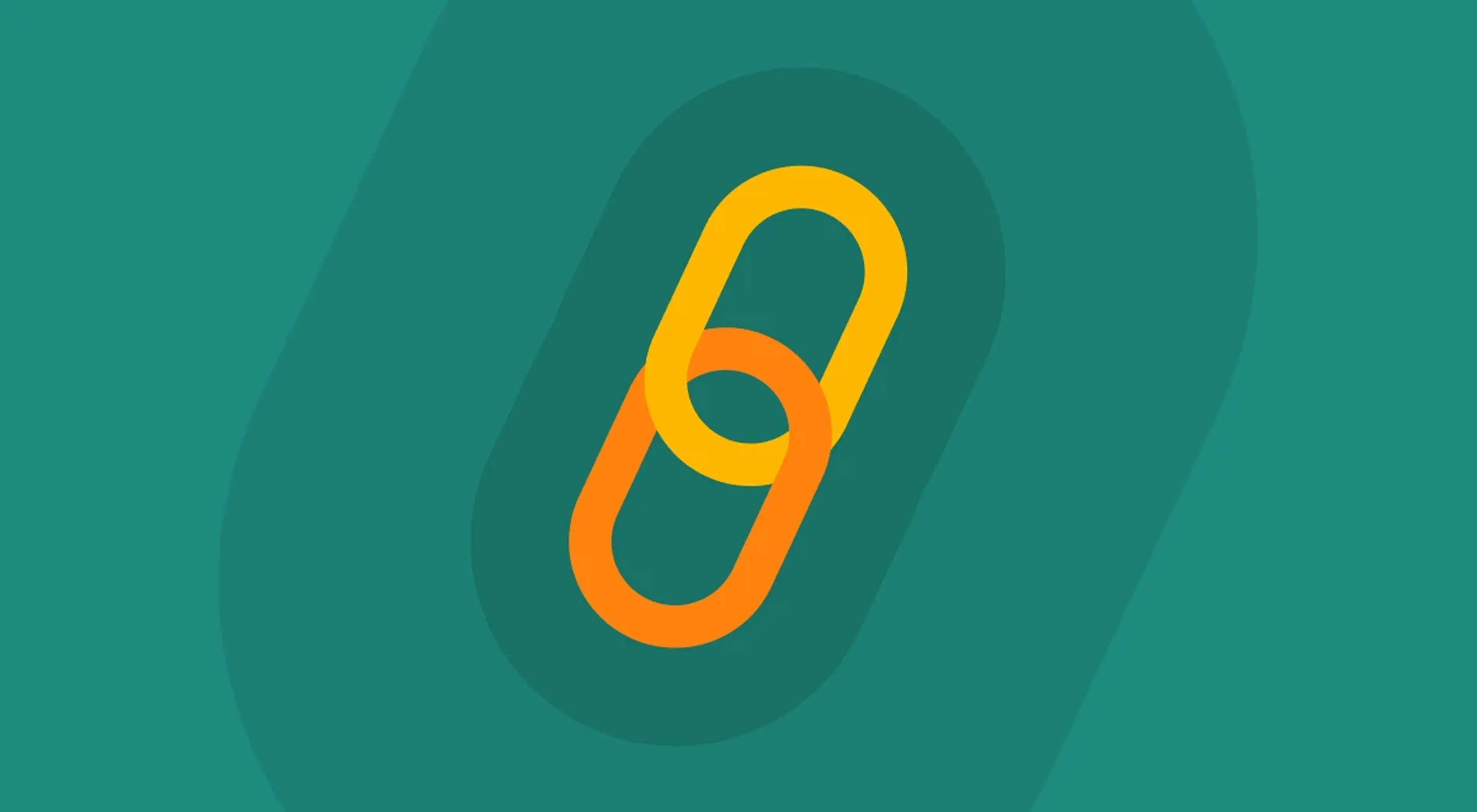 Illustrated orange and yellow chain link icon on teal background symbolizing connection and the transitive property