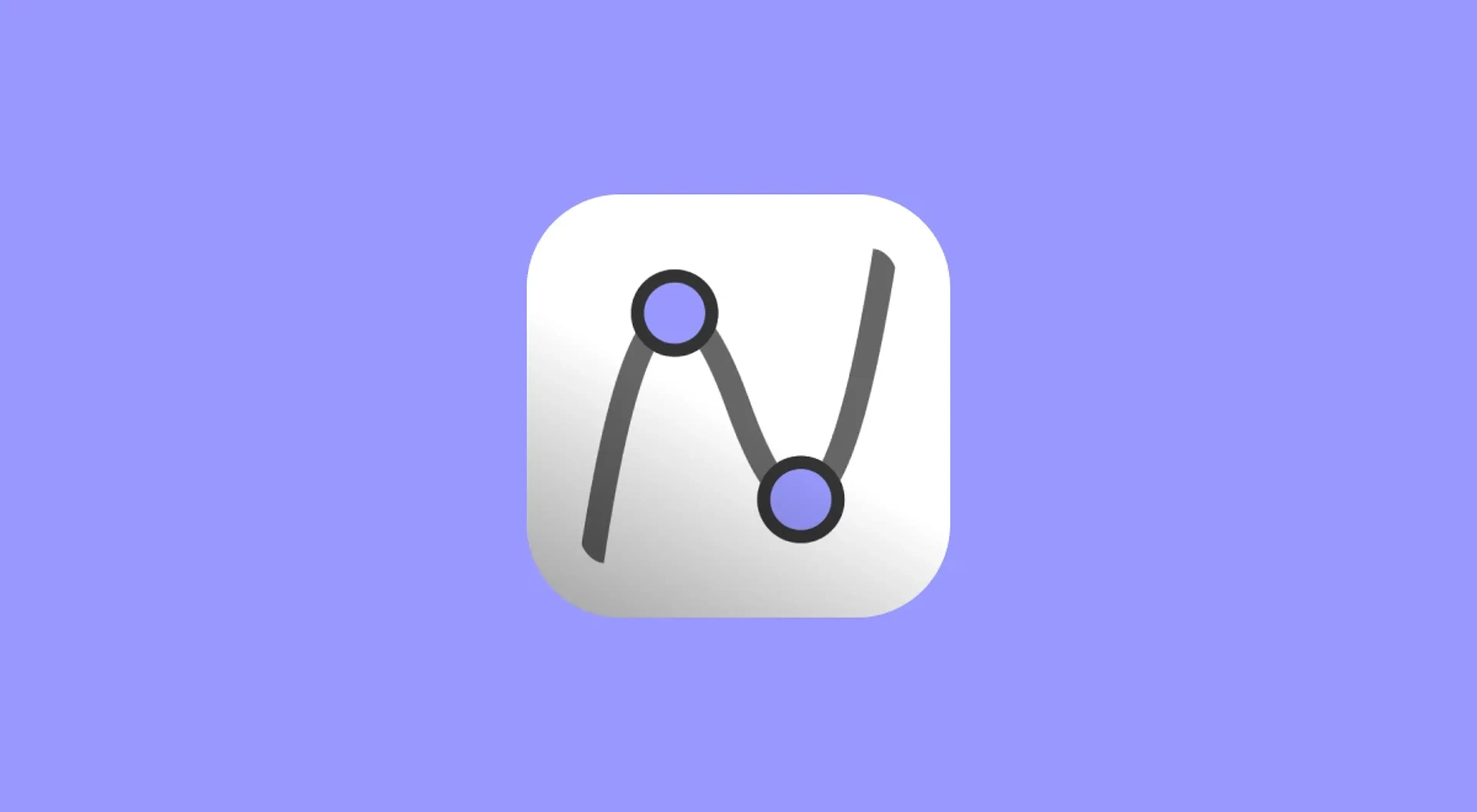 GeoGebra app icon with gray geometric line graph on a white rounded square against a purple background