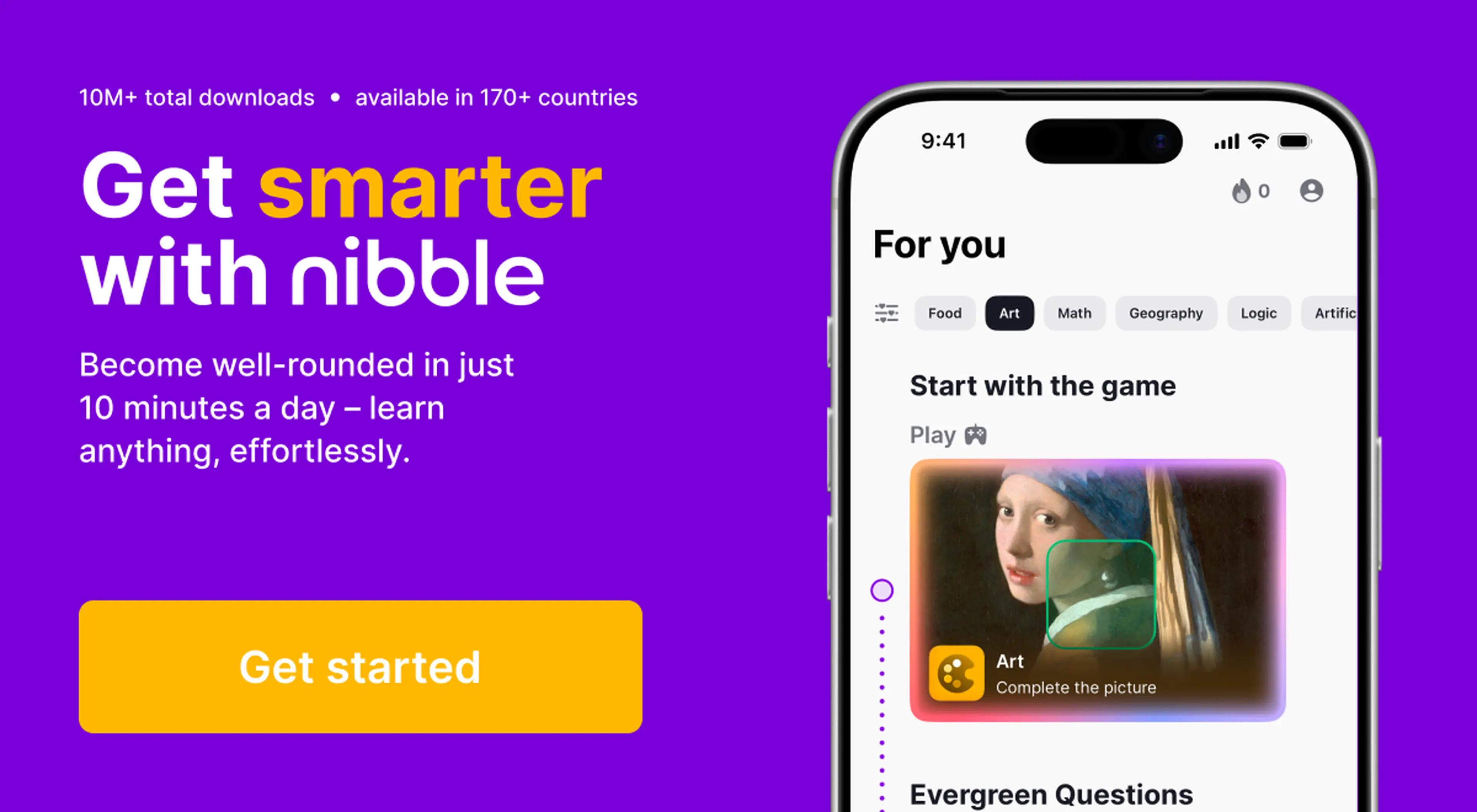 Nibble app mock up with the raiting and description
