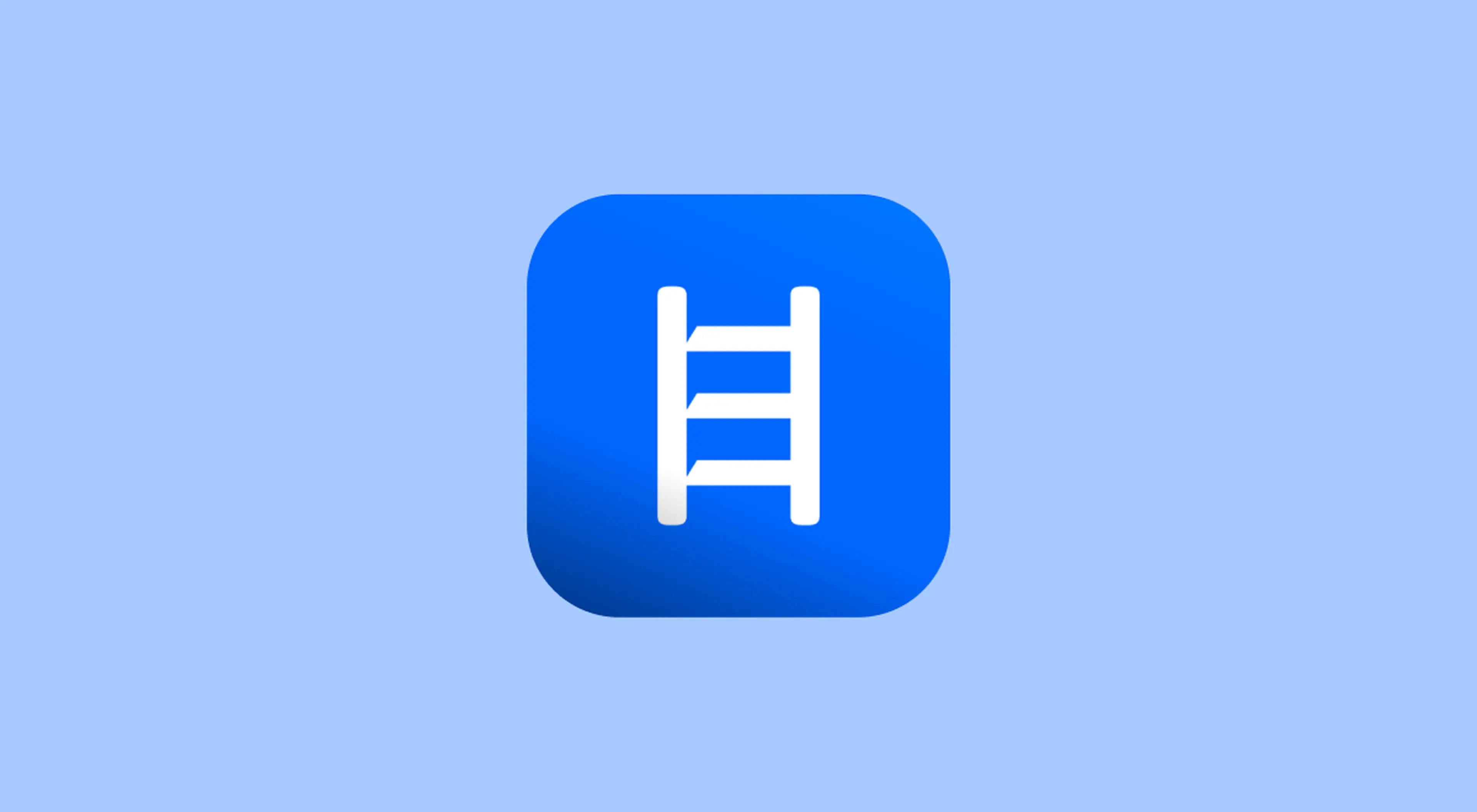 Headway app icon featuring a white ladder symbol on a blue rounded square against a light blue background