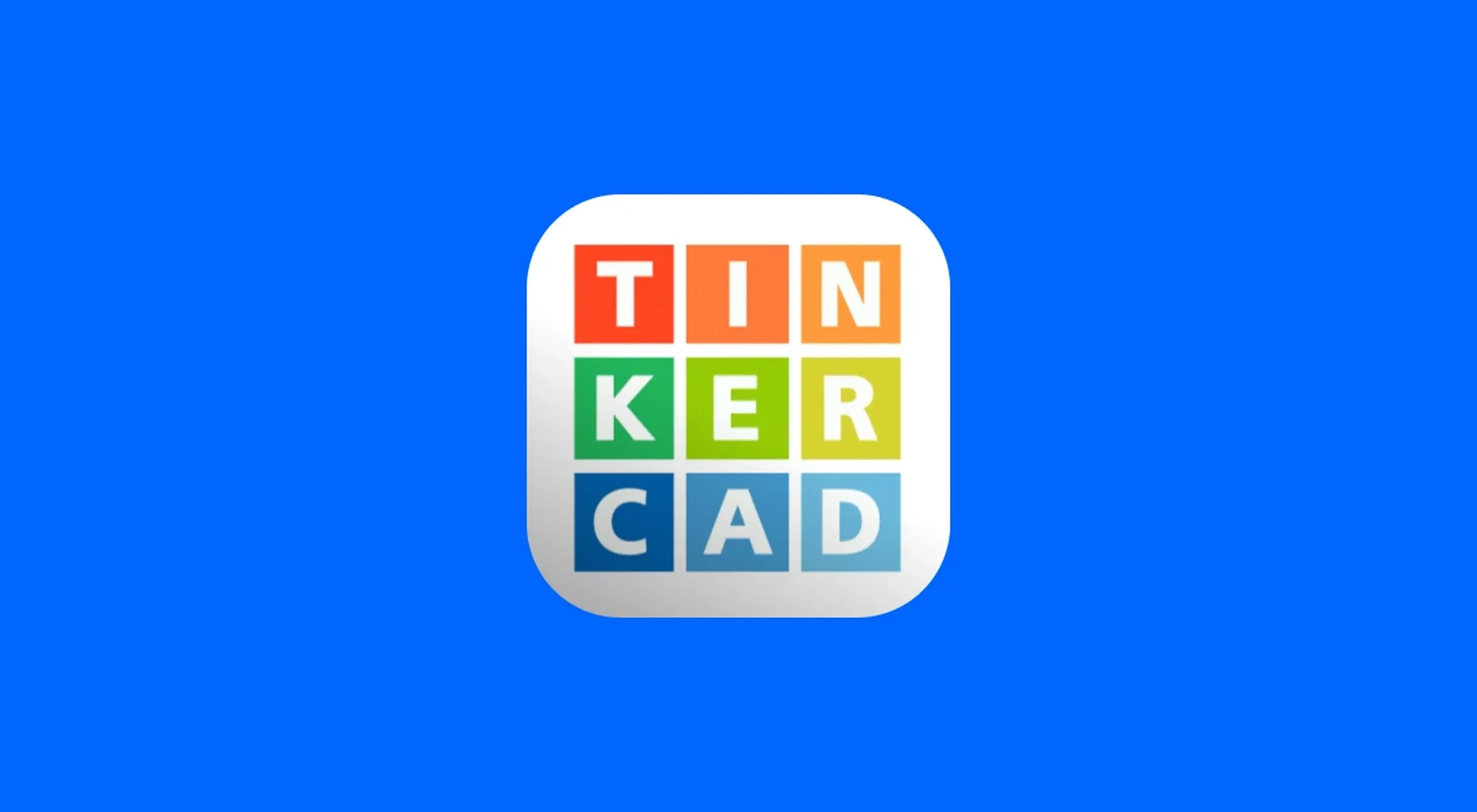 Tinkercad app icon with colorful letter blocks on a blue background