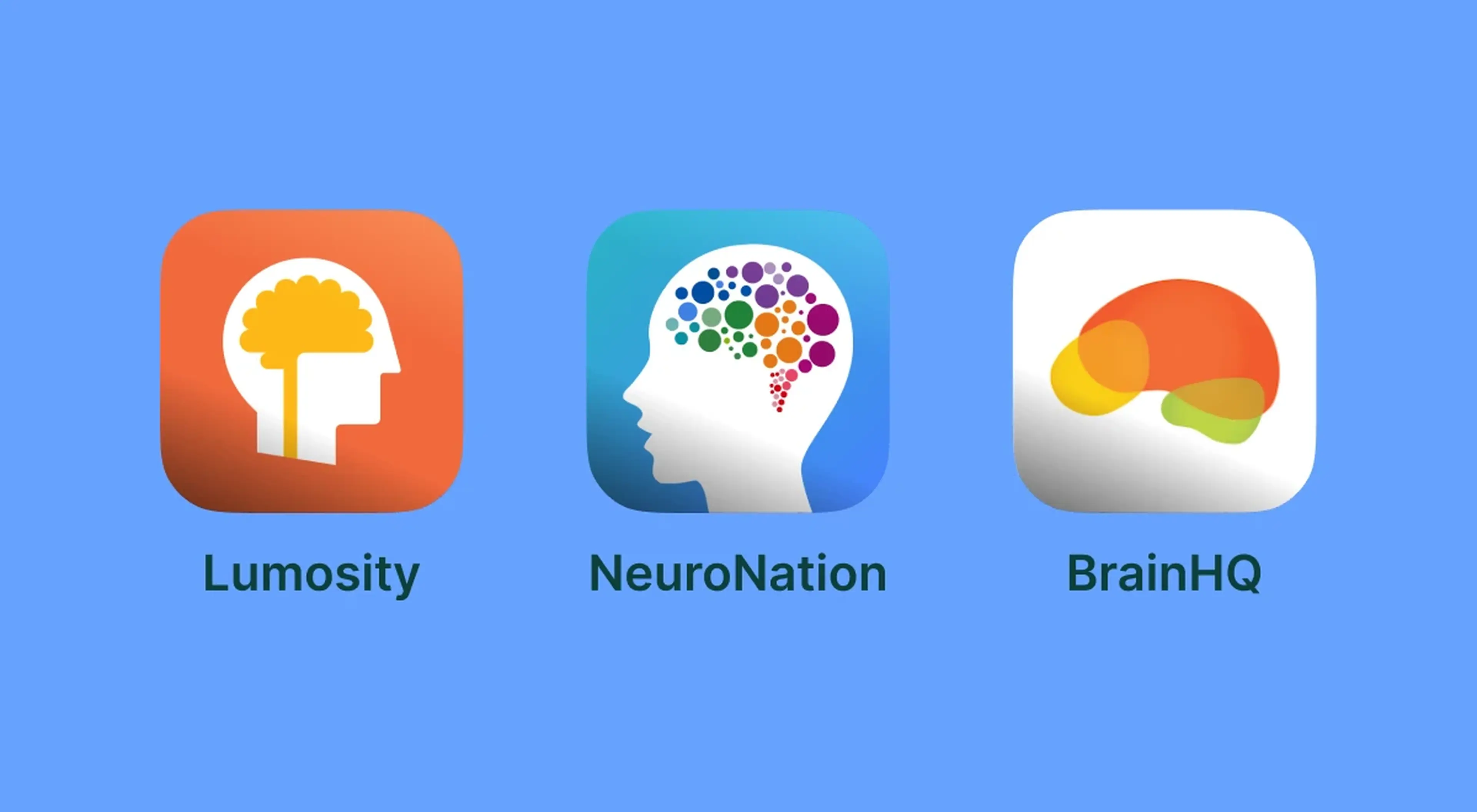 Two Cognifit app screenshots on iPhones showing General Cognitive Assessment and Personalized Brain Training stats screen, and a green Dexterity tap-as-many-times-as-you-can game screen on blue background